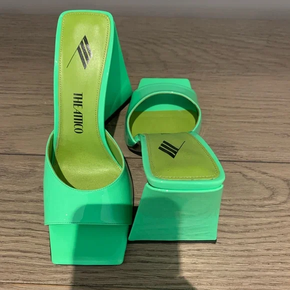 The Attico Devon neon green mules